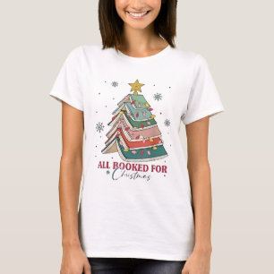 All Booked For Christmas Book Christmas Tree Light T-Shirt