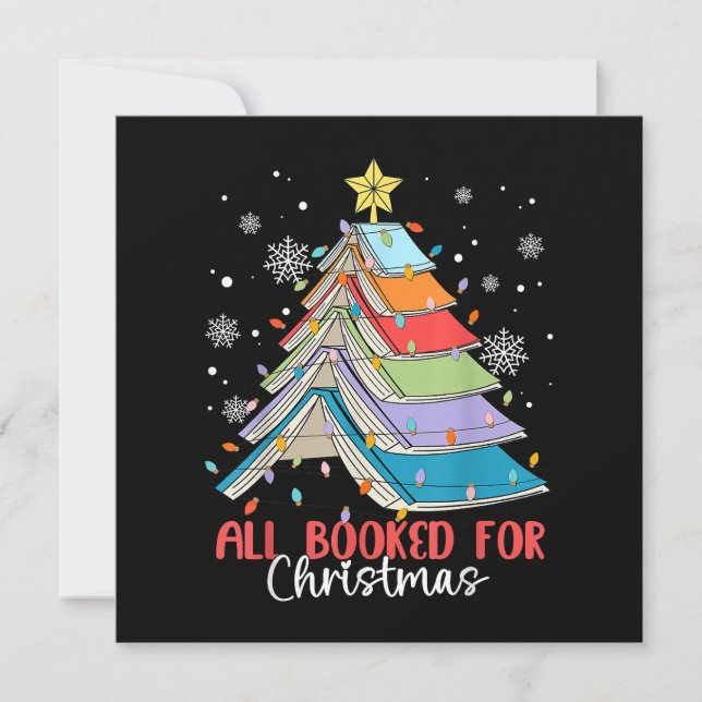 All Booked For Christmas Book Christmas Tree Light Thank You Card (Front)