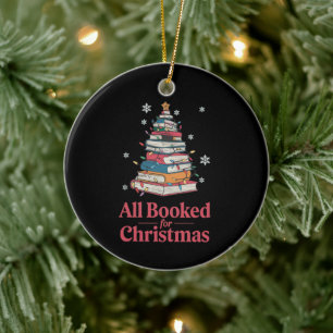 All Booked For Christmas Book Tree Lights Ceramic Ornament