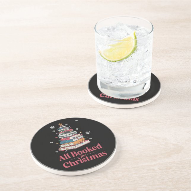 All Booked For Christmas Book Tree Lights  Coaster (Side)