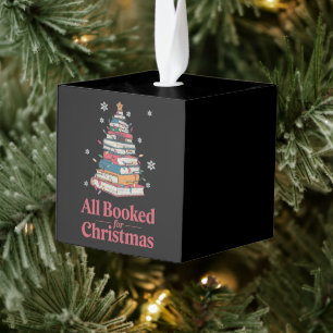 All Booked For Christmas Book Tree Lights  Cube Ornament