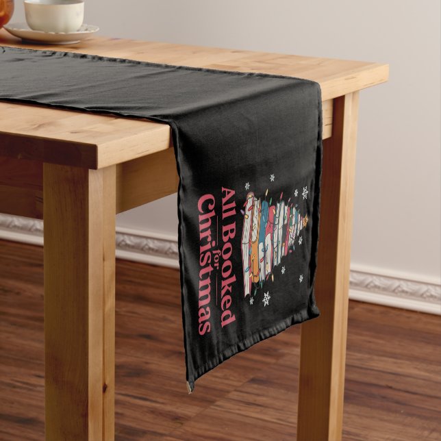 All Booked For Christmas Book Tree Lights  Short Table Runner (In Situ)
