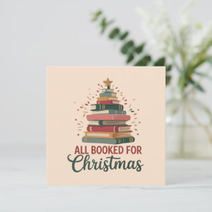 All Booked for Christmas Book Tree Xmas Teacher  Invitation