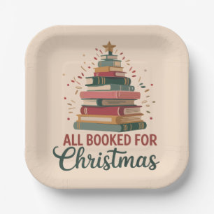 All Booked for Christmas Book Tree Xmas Teacher  Paper Plates