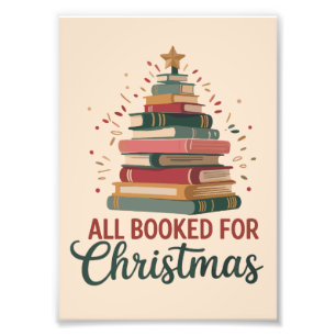 All Booked for Christmas Book Tree Xmas Teacher Photo Print