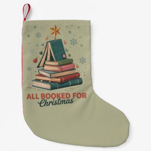 All Booked for Christmas Book Tree Xmas Teacher Small Christmas Stocking