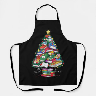 All Booked For Christmas Book Xmas Gift Librarian Apron