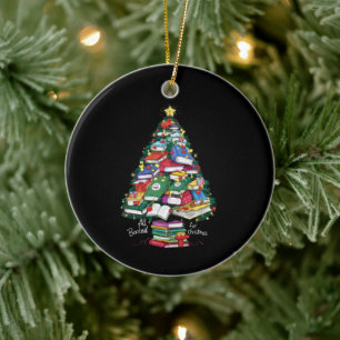 All Booked For Christmas Book Xmas Gift Librarian  Ceramic Ornament