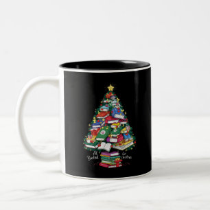 All Booked For Christmas Book Xmas Gift Librarian Two-Tone Coffee Mug