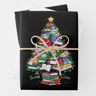 All Booked For Christmas Book Xmas Gift Librarian Wrapping Paper Sheets
