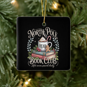 All Booked for Christmas Coquette Xmas Book Club  Ceramic Ornament