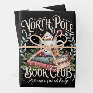 All Booked for Christmas Coquette Xmas Book Club  Wrapping Paper Sheets