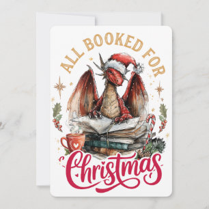 All Booked for Christmas Dragon Holiday Card