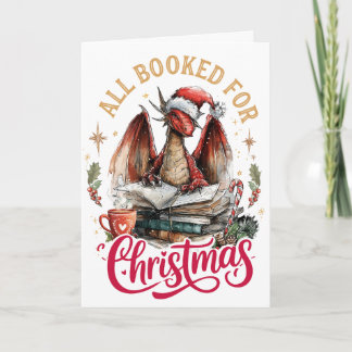 All Booked for Christmas Dragon Holiday Card