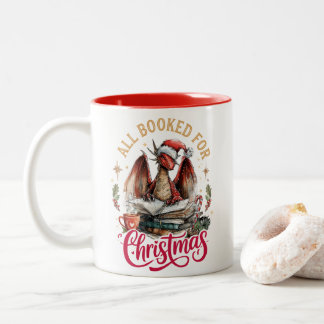 All Booked for Christmas Dragon Two-Tone Coffee Mug
