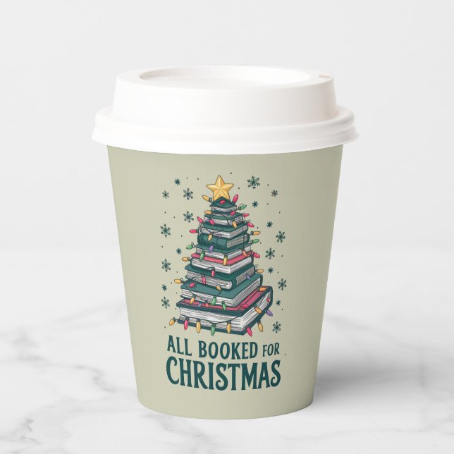 All Booked For Christmas Gift for Librarian Lover Paper Cups (Front)
