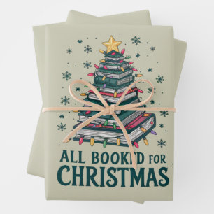 All Booked For Christmas Gift for Librarian Lover Wrapping Paper Sheets