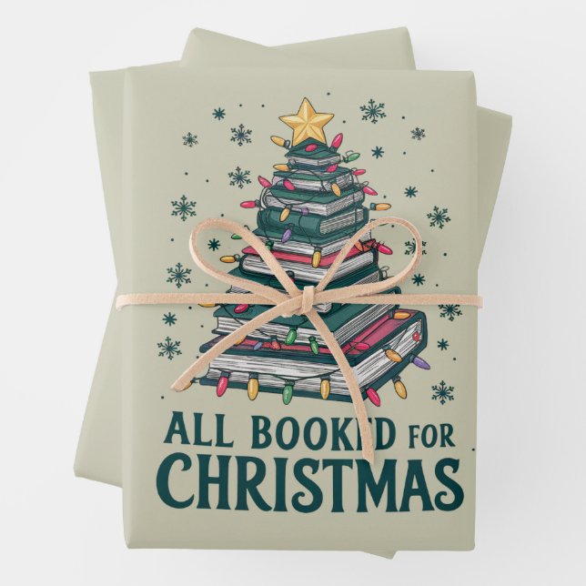 All Booked For Christmas Gift for Librarian Lover Wrapping Paper Sheets (In situ)