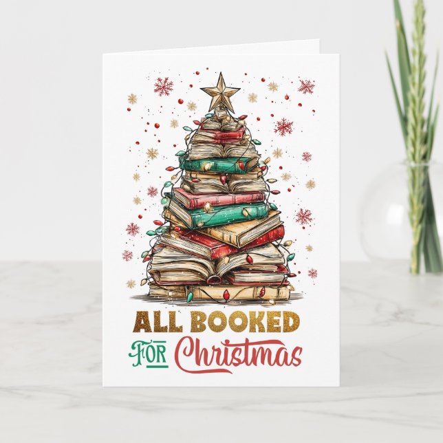 All Booked for Christmas  Holiday Card (Front)