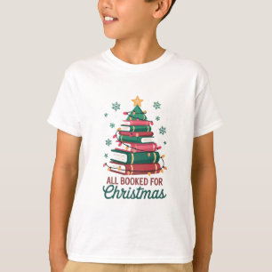 All Booked For Christmas Librarian Book Lover Tree T-Shirt