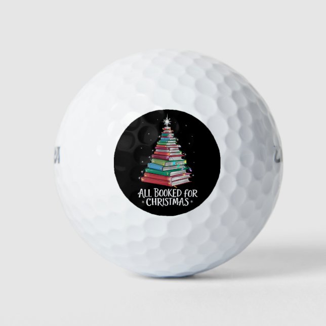 All Booked For Christmas Librarian Xma Book Lovers Golf Balls (Front)