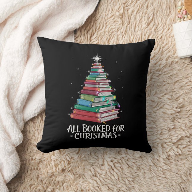 All Booked For Christmas Librarian Xma Book Lovers Throw Pillow (Blanket)