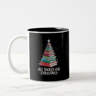 All Booked For Christmas Librarian Xma Book Lovers Two-Tone Coffee Mug