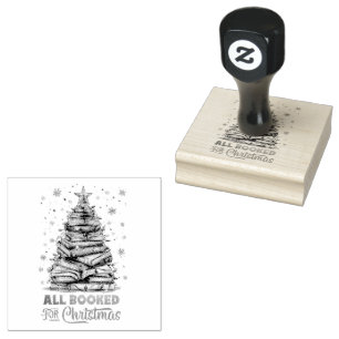 All Booked for Christmas Rubber Stamp