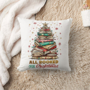 All Booked for Christmas Throw Pillow