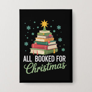 All Booked For Christmas Tree Books Teacher Xmas Button