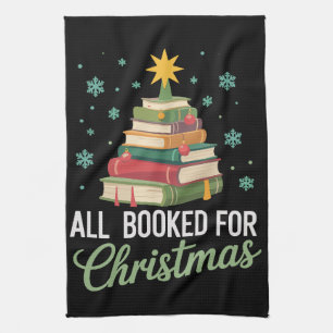 All Booked For Christmas Tree Books Teacher Xmas  Kitchen Towel