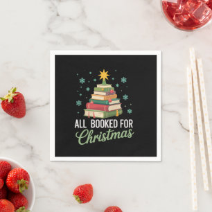 All Booked For Christmas Tree Books Teacher Xmas  Napkins