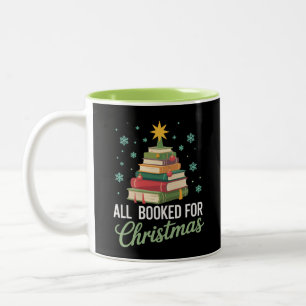 All Booked For Christmas Tree Books Teacher Xmas  Two-Tone Coffee Mug