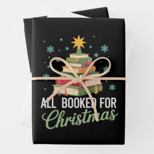 All Booked For Christmas Tree Books Teacher Xmas Wrapping Paper Sheets