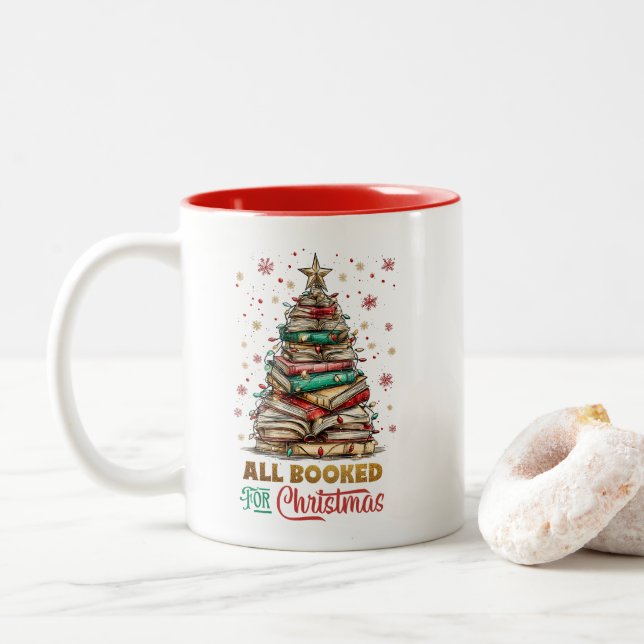 All Booked for Christmas  Two-Tone Coffee Mug (With Donut)