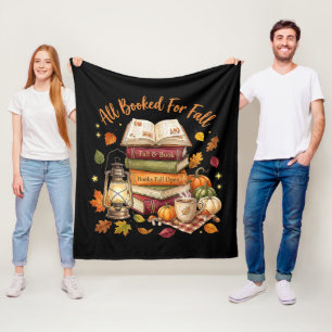 All Booked for Fall Autumn Cozy Reading Bookworm Fleece Blanket