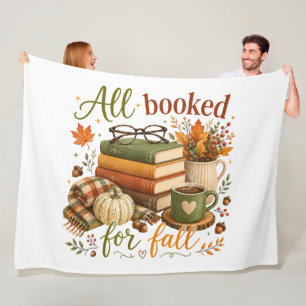 all booked for fall books coffee cozy autumn fleece blanket