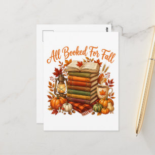All Booked for Fall Books Coffee Cozy Autumn Postcard