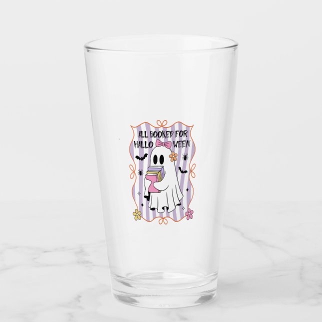 All Booked For Halloween  Teacher Ghost Glass (Front)
