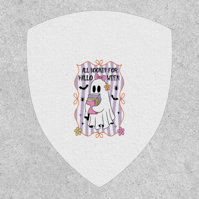 All Booked For Halloween  Teacher Ghost Patch (Front)