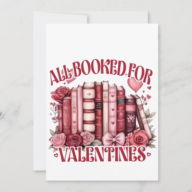 All Booked for Valentine Bookish Book lover  Holiday Card (Front)