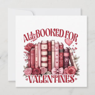 All Booked for Valentine Bookish Book lover Invitation