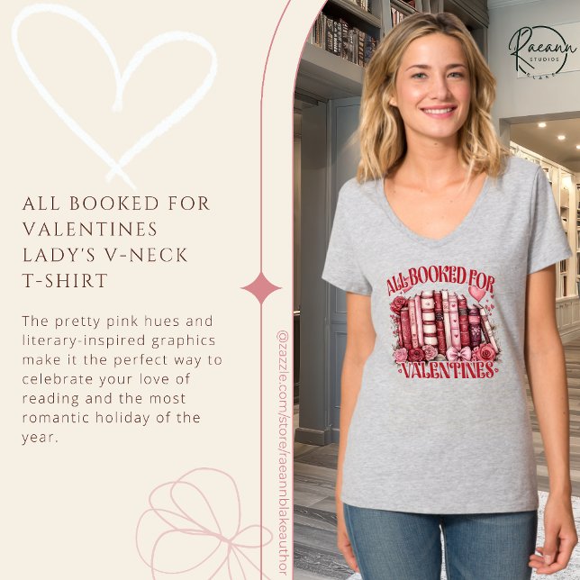 All Booked for Valentine's Lady's V-Neck T-Shirt (Creator Uploaded)