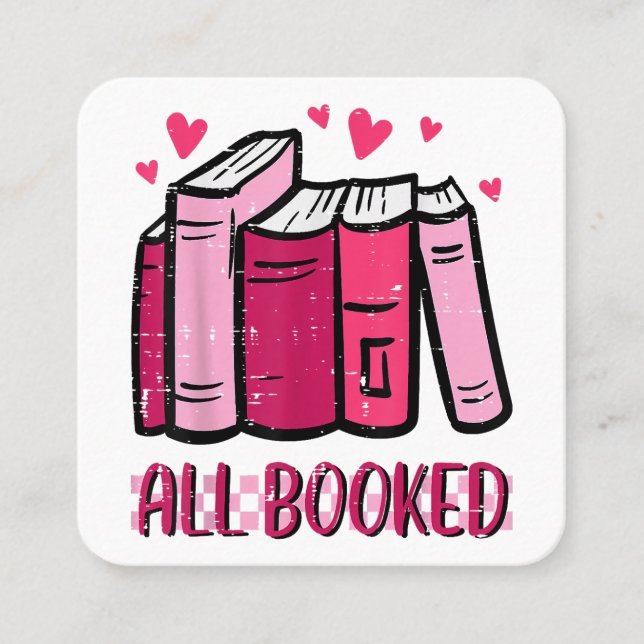 All Booked Funny Read Book Reading Librarian Men W Square Business Card (Front)