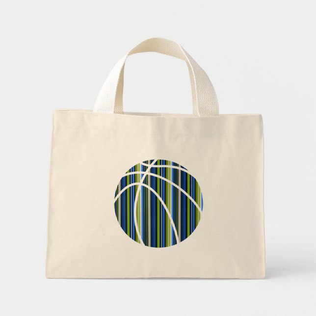 All Boy Stripe Blue and Green Basketball Tote (Front)