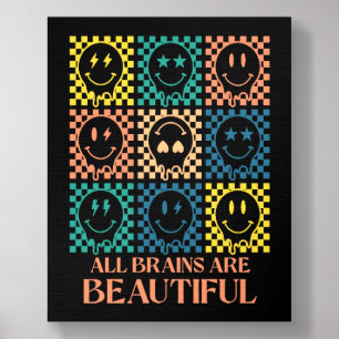 All Brains Are Beautiful Smile Retro Groovy Autism Foam Core Photo Tile
