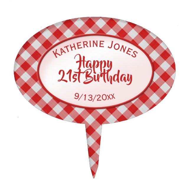 All Cake Events - Red Gingham Checks Pattern Topper (Front)