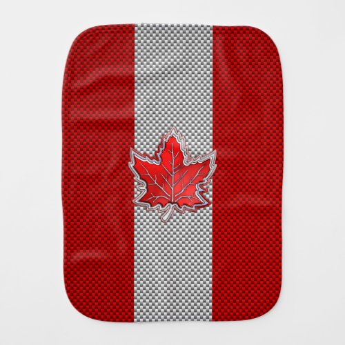 All Canadian Red Maple Leaf on Carbon Fiber Print Baby Burp Cloth