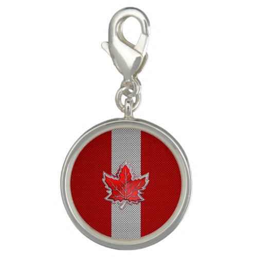 All Canadian Red Maple Leaf on Carbon Fiber Print Charm