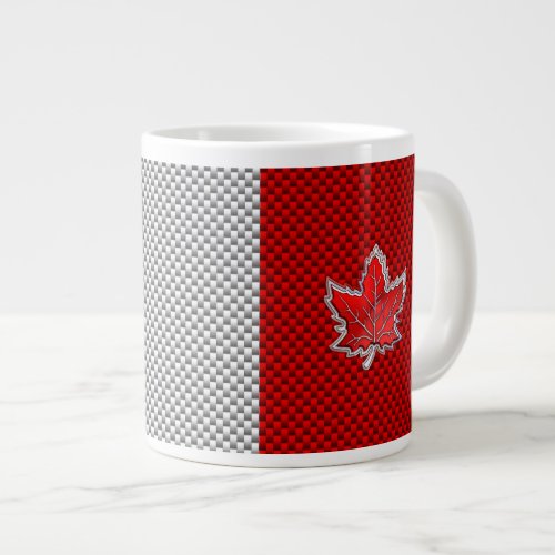 All Canadian Red Maple Leaf on Carbon Fiber Print Giant Coffee Mug